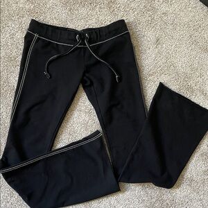 True Religion Black Track Pants with White Contrast Stitching